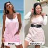 image:imageEXLURA Womens Summer Casual Sleeveless Romper Dress Loose Cotton Striped Shorts Overalls Jumpsuit Vacation Beach Outfits 2026Pink