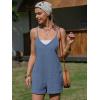 image:imageEXLURA Womens Summer Casual Sleeveless Romper Dress Loose Cotton Striped Shorts Overalls Jumpsuit Vacation Beach Outfits 2026Solid Blue