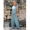image:imageEXLURA Womens Summer Two Piece Sets Cotton Asymmetrical Tank Tops Wide Leg Pants Set Faux Linen Beach Vacation Cruise OutfitsDark Blue
