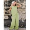 image:imageEXLURA Womens Summer Two Piece Sets Cotton Asymmetrical Tank Tops Wide Leg Pants Set Faux Linen Beach Vacation Cruise OutfitsLight Green
