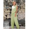 image:imageEXLURA Womens Summer Two Piece Sets Cotton Asymmetrical Tank Tops Wide Leg Pants Set Faux Linen Beach Vacation Cruise OutfitsLight Green