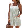 image:imageEXLURA Womens Summer Casual Sleeveless Romper Dress Loose Cotton Striped Shorts Overalls Jumpsuit Vacation Beach Outfits 2026Green