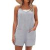 image:imageEXLURA Womens Summer Casual Sleeveless Romper Dress Loose Cotton Striped Shorts Overalls Jumpsuit Vacation Beach Outfits 2026Grey