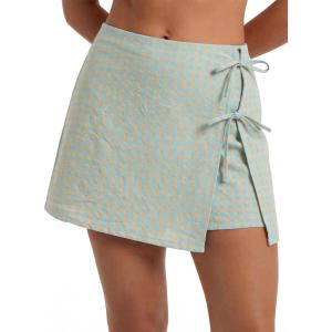 image:imageEXLURA Womens High Waisted Gingham Skort ALine Wrap Mini Skirt with Shorts Side Tie Cotton Plaid Skorts Summer Outfits 2026Orange Blue
