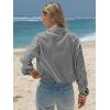 image:imageEXLURA Womens 100 Cotton Striped Cropped Button Down Shirt Long Sleeve Blouse Summer Casual Collared Crop Tops with PocketsBlack