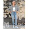 image:imageEXLURA Womens 100 Cotton Striped Cropped Button Down Shirt Long Sleeve Blouse Summer Casual Collared Crop Tops with PocketsBlack