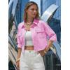 image:imageEXLURA Womens 100 Cotton Striped Cropped Button Down Shirt Long Sleeve Blouse Summer Casual Collared Crop Tops with PocketsPink