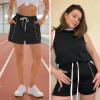 image:imageEXLURA Womens Casual Cotton Sweat Shorts Elastic Drawstring Dolphin Short Summer High Waist Workout Lounge Short with PocketsBlack
