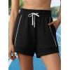 image:imageEXLURA Womens Casual Cotton Sweat Shorts Elastic Drawstring Dolphin Short Summer High Waist Workout Lounge Short with PocketsBlack
