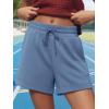 image:imageEXLURA Womens Casual Cotton Sweat Shorts Elastic Drawstring Dolphin Short Summer High Waist Workout Lounge Short with PocketsBlue
