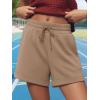 image:imageEXLURA Womens Casual Cotton Sweat Shorts Elastic Drawstring Dolphin Short Summer High Waist Workout Lounge Short with PocketsBrown