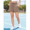 image:imageEXLURA Womens Casual Cotton Sweat Shorts Elastic Drawstring Dolphin Short Summer High Waist Workout Lounge Short with PocketsBrown