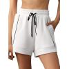 image:imageEXLURA Womens Casual Cotton Sweat Shorts Elastic Drawstring Dolphin Short Summer High Waist Workout Lounge Short with PocketsWhite