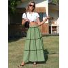 image:imageEXLURA Womens Faux Linen Boho Maxi Skirt Grid High Waist Long Flowy Skirts Summer Beach Vacation Resort Wear with PocketsGreen