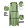 image:imageEXLURA Womens Faux Linen Boho Maxi Skirt Grid High Waist Long Flowy Skirts Summer Beach Vacation Resort Wear with PocketsGreen