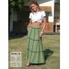 image:imageEXLURA Womens Faux Linen Boho Maxi Skirt Grid High Waist Long Flowy Skirts Summer Beach Vacation Resort Wear with PocketsGreen