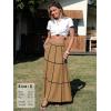 image:imageEXLURA Womens Faux Linen Boho Maxi Skirt Grid High Waist Long Flowy Skirts Summer Beach Vacation Resort Wear with PocketsLight Brown