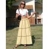 image:imageEXLURA Womens Faux Linen Boho Maxi Skirt Grid High Waist Long Flowy Skirts Summer Beach Vacation Resort Wear with PocketsYellow