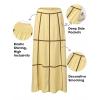 image:imageEXLURA Womens Faux Linen Boho Maxi Skirt Grid High Waist Long Flowy Skirts Summer Beach Vacation Resort Wear with PocketsYellow