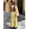 image:imageEXLURA Womens Faux Linen Boho Maxi Skirt Grid High Waist Long Flowy Skirts Summer Beach Vacation Resort Wear with PocketsYellow
