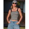 image:imageEXLURA Women Faux Cashmere Crop Top Striped Knit Tank Top Square Neck Camisole Summer Lightweight Sweater Y2K Going Out TopsBlack White Stripe