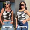 image:imageEXLURA Women Faux Cashmere Crop Top Striped Knit Tank Top Square Neck Camisole Summer Lightweight Sweater Y2K Going Out TopsBlack White Stripe