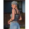 image:imageEXLURA Women Faux Cashmere Crop Top Striped Knit Tank Top Square Neck Camisole Summer Lightweight Sweater Y2K Going Out TopsBlack White Stripe