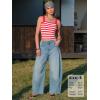 image:imageEXLURA Women Faux Cashmere Crop Top Striped Knit Tank Top Square Neck Camisole Summer Lightweight Sweater Y2K Going Out TopsRed White Stripe