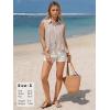 image:imageEXLURA Women Summer Tops 100 Cotton Faux Linen Sleeveless Button Shirts Cropped Peplum Tops Casual Striped Babydoll BlousesKhaki Stripe