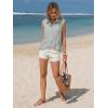 image:imageEXLURA Women Summer Tops 100 Cotton Faux Linen Sleeveless Button Shirts Cropped Peplum Tops Casual Striped Babydoll BlousesOlive Green Stripe