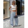 image:imageEXLURA Womens Barrel Jeans Wide Leg Y2K Boyfriend Denim Pants Hip Hop Vintage Baggy Jeans Cotton MidLow Elastic Waist PantsBlue Print