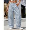 image:imageEXLURA Womens Barrel Jeans Wide Leg Y2K Boyfriend Denim Pants Hip Hop Vintage Baggy Jeans Cotton MidLow Elastic Waist PantsBlue Print