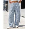 image:imageEXLURA Womens Barrel Jeans Wide Leg Y2K Boyfriend Denim Pants Hip Hop Vintage Baggy Jeans Cotton MidLow Elastic Waist PantsBlue Print