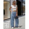 image:imageEXLURA Womens Barrel Jeans Wide Leg Y2K Boyfriend Denim Pants Hip Hop Vintage Baggy Jeans Cotton MidLow Elastic Waist PantsLight Blue Hearts