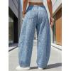 image:imageEXLURA Womens Barrel Jeans Wide Leg Y2K Boyfriend Denim Pants Hip Hop Vintage Baggy Jeans Cotton MidLow Elastic Waist PantsLight Blue Hearts