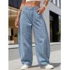 image:imageEXLURA Womens Barrel Jeans Wide Leg Y2K Boyfriend Denim Pants Hip Hop Vintage Baggy Jeans Cotton MidLow Elastic Waist PantsLight Blue Hearts