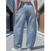 image:imageEXLURA Womens Barrel Jeans Wide Leg Y2K Boyfriend Denim Pants Hip Hop Vintage Baggy Jeans Cotton MidLow Elastic Waist PantsWashed Blue Hearts