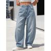 image:imageEXLURA Womens Barrel Jeans Wide Leg Y2K Boyfriend Denim Pants Hip Hop Vintage Baggy Jeans Cotton MidLow Elastic Waist PantsWashed Blue Hearts