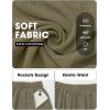 image:imageEXLURA Womens Faux Linen Wide Leg Boho Pants Summer Palazzo Casual Loose Elastic Waist Baggy Trousers Beach Vacation PocketsArmy Green