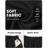 image:imageEXLURA Womens Faux Linen Wide Leg Boho Pants Summer Palazzo Casual Loose Elastic Waist Baggy Trousers Beach Vacation PocketsBlack