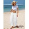 image:imageEXLURA Womens Faux Linen Wide Leg Boho Pants Summer Palazzo Casual Loose Elastic Waist Baggy Trousers Beach Vacation PocketsWhite