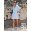 image:imageEXLURA Womens Summer 2 Piece Sets 100 Cotton Striped Long Sleeve Button Shirts Matching Skirt Beach Vacation Outfits 2026Light Blue