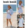 image:imageEXLURA Womens Summer 2 Piece Sets 100 Cotton Striped Long Sleeve Button Shirts Matching Skirt Beach Vacation Outfits 2026Light Blue