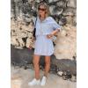 image:imageEXLURA Womens Summer 2 Piece Sets 100 Cotton Striped Long Sleeve Button Shirts Matching Skirt Beach Vacation Outfits 2026Light Blue