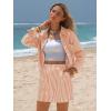 image:imageEXLURA Womens Summer 2 Piece Sets 100 Cotton Striped Long Sleeve Button Shirts Matching Skirt Beach Vacation Outfits 2026Orange