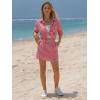image:imageEXLURA Womens Summer 2 Piece Sets 100 Cotton Striped Long Sleeve Button Shirts Matching Skirt Beach Vacation Outfits 2026Red White Plaid