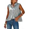 image:imageEXLURA Women Summer Tops 100 Cotton Faux Linen Sleeveless Button Shirts Cropped Peplum Tops Casual Striped Babydoll BlousesOlive Green Stripe
