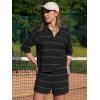 image:imageEXLURA Women Summer 2 Piece Outfits Faux Cashmere Sweater Knit Oversized Polo V Neck Top Matching Shorts Vacation Lounge SetsBlack
