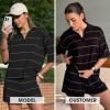 image:imageEXLURA Women Summer 2 Piece Outfits Faux Cashmere Sweater Knit Oversized Polo V Neck Top Matching Shorts Vacation Lounge SetsBlack
