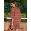 image:imageEXLURA Women Summer 2 Piece Outfits Faux Cashmere Sweater Knit Oversized Polo V Neck Top Matching Shorts Vacation Lounge SetsCaramel